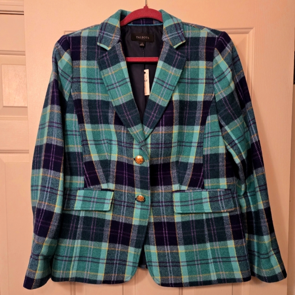 Talbots plaid wool blazer NWT Sz 6